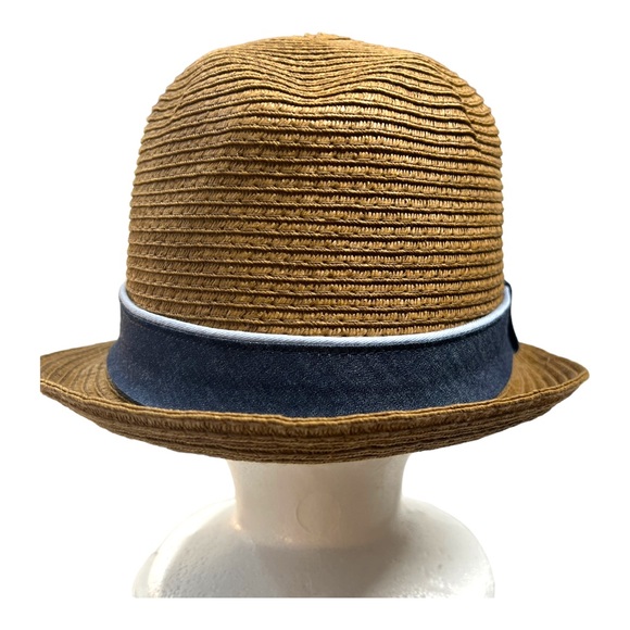 PENUIN BRAND Brown and Denim BLUE BAND with PEQUIN LOGO FEDORA Style L/XL - Picture 9 of 17